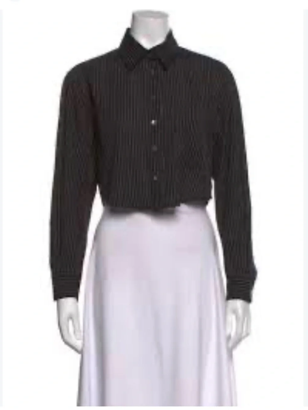 Isabel Marant etoile Black Pinstripe Cropped Button-Up Shirt - Women